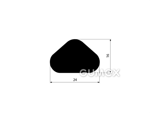 Pryžový profil trojúhelníkový, 16x24mm, 70°ShA, EPDM, -40°C/+100°C, černý